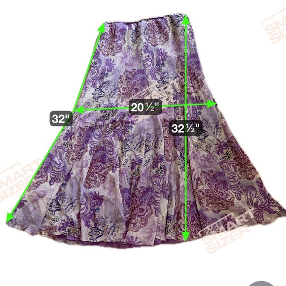 Y2K Vintage Silk midi skirt boho fairycore Reba elastic waist paisley lavender - Picture 12 of 12